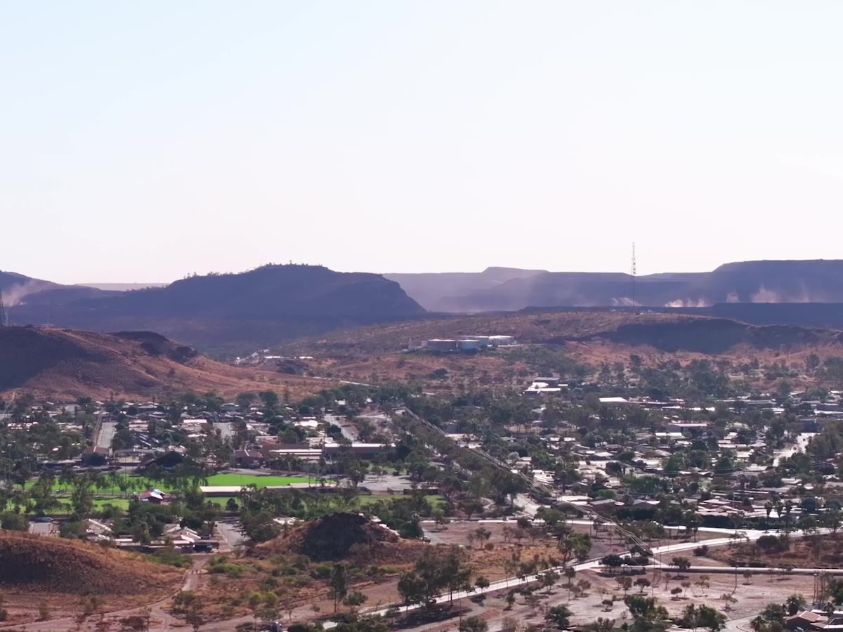 Aerial view of Newman in the Pilbara, filmed for an APNA nurse clinic story