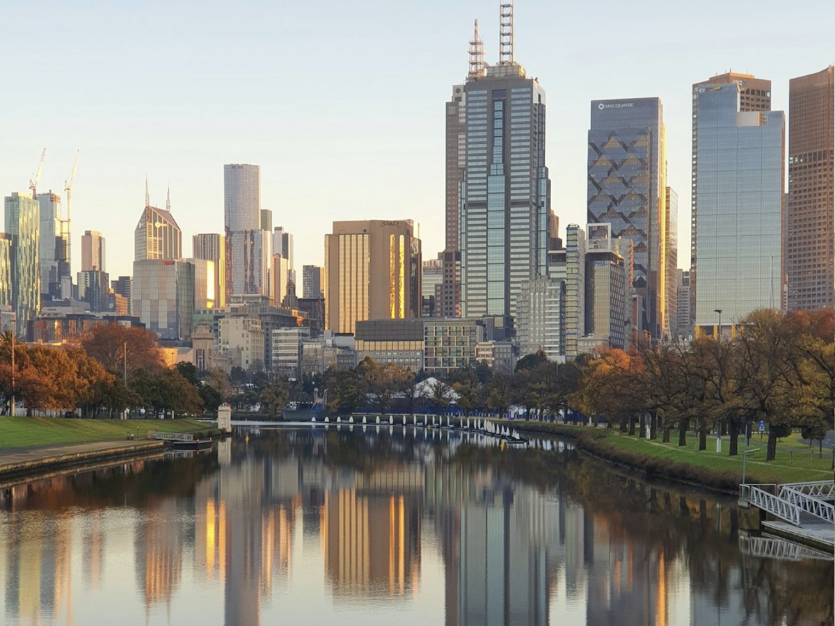 Melbourne skyline reflected in the Yarra