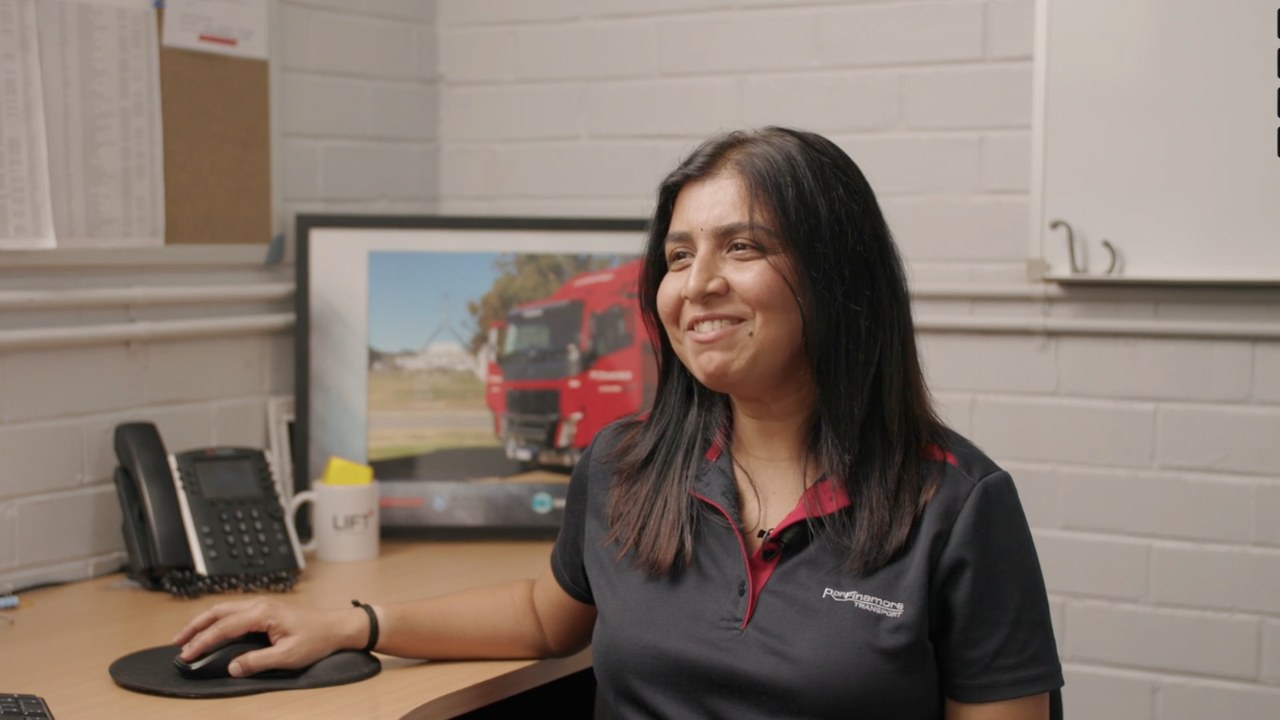 Deval Pathak from Ron Finemore Transport on camera