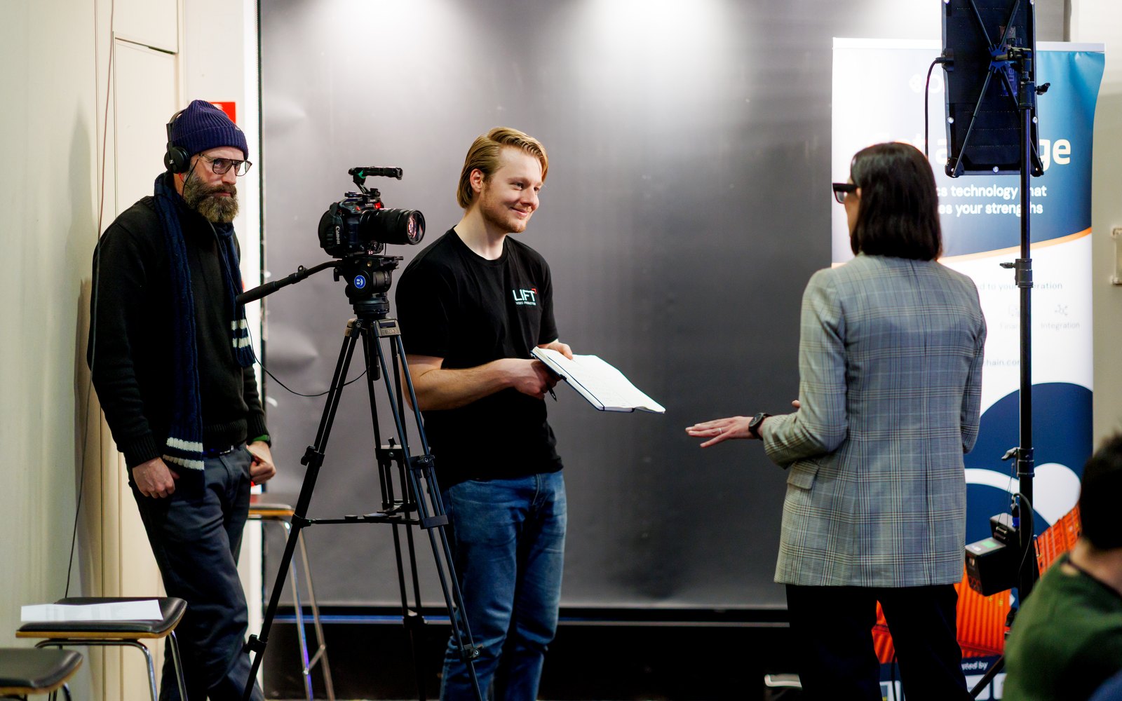 Filming an interview at a Container Transport Alliance Australia event